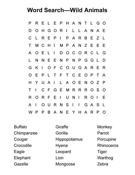 10 Free Printable Word Search Puzzles 100 Printable Word Search