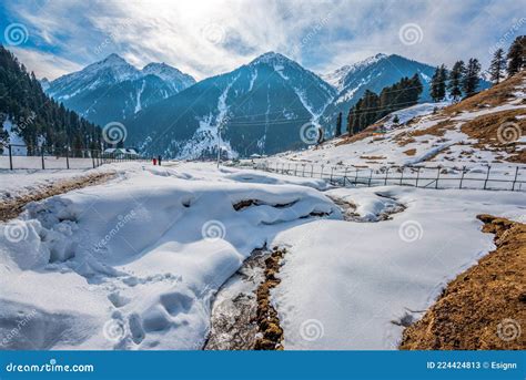 The Winter Scene In Aru Valley Near Pahalgam Kashmir India Editorial