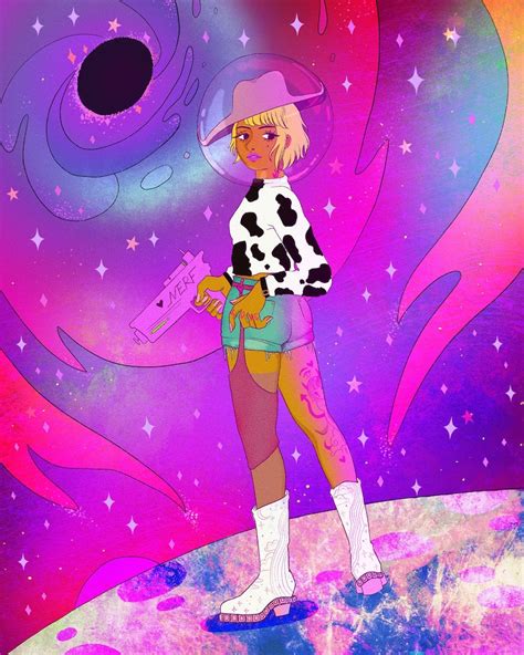 Spacey Cowgirl Celestial Space Cowboy Aesthetic Matte Print Etsy