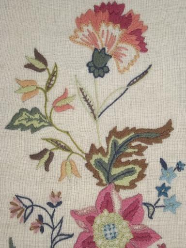 Wool Crewelwork Embroidery Vintage Crewel Embroidered Bell Pull Wall
