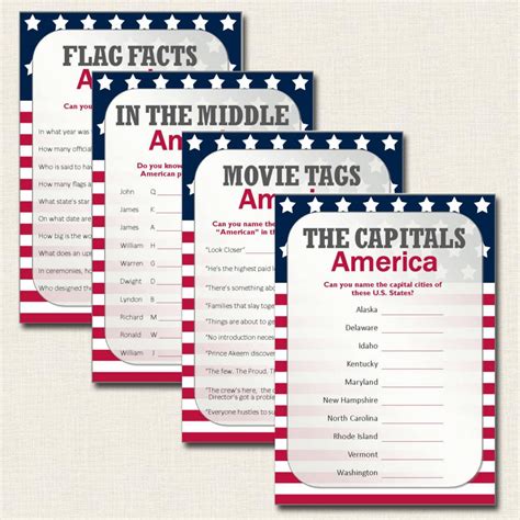 4th of july trivia fun games printable. Printable Patriotic Games For Your Memorial Day Party ...