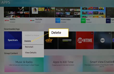 More apps screen, select options. How to Delete Apps on a Samsung Smart TV