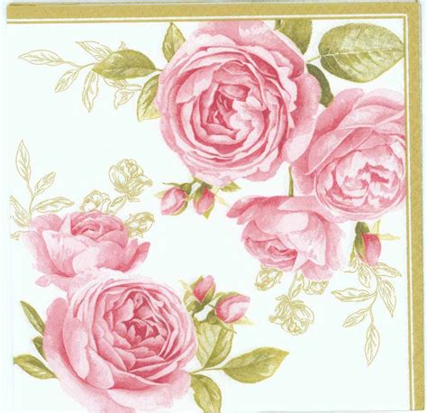 Decoupage Paper Napkins Pink Pastel Roses Rose Napkins Etsy