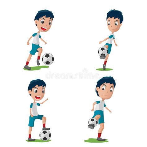 Soccer Player Character Pose Set Vector Stock Vector Illustration Of