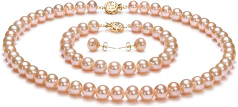 Pearlsonly Pink 7 8mm Freshwater 14k Yellow Gold Cultured Pearl Set 18 In Princess Length