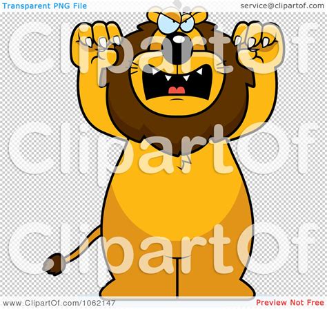 Clipart Big Mean Lion Attacking Royalty Free Vector Illustration By