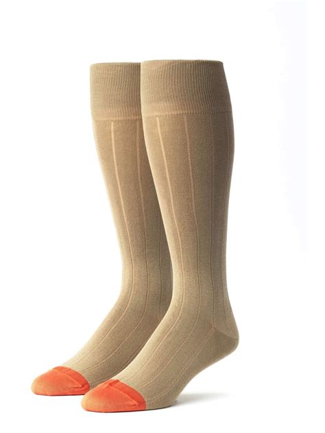 Khakiorange Ribbed Socks