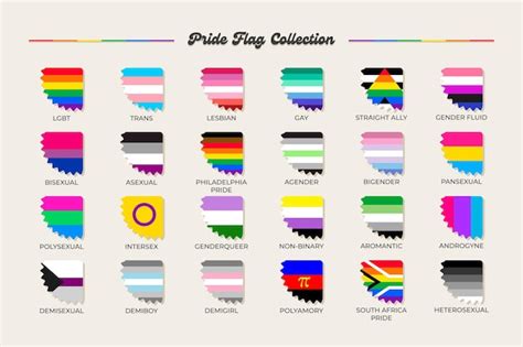 Coleção de bandeiras de orgulho de identidade sexual lgbtq bandeira de gay transgênero bissexual