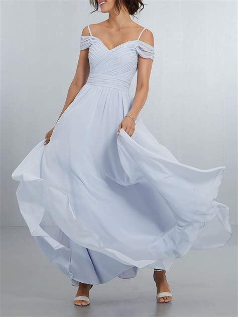 meet spaghetti straps off the shoulder bridesmaid dresses chiffon long a line evening gown with