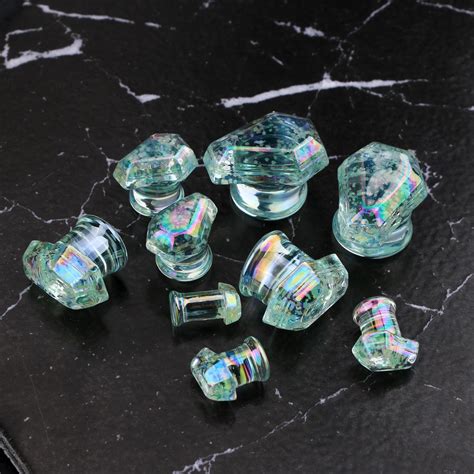 Pairs Flare Clear Glass Plugs 2g 0g 00g 1 2 Coffin Etsy
