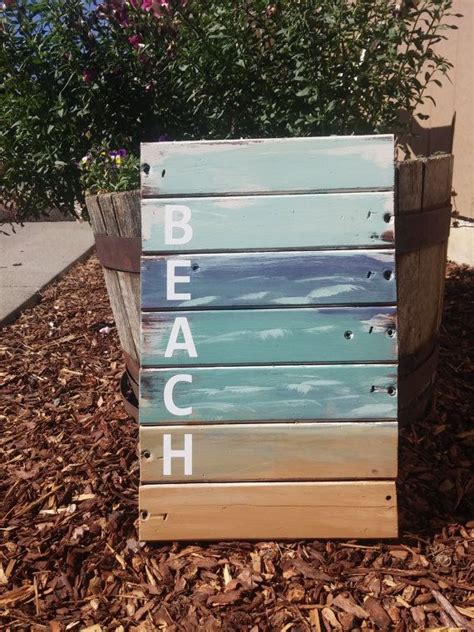 Painted Board Signbeachbeach Scene Ocean Water Horizon Painted Boards