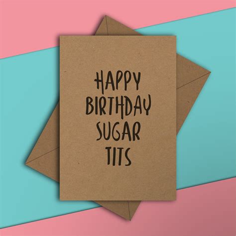 Happy Birthday Sugar Tits Funny Birthday Card Nessa Etsy