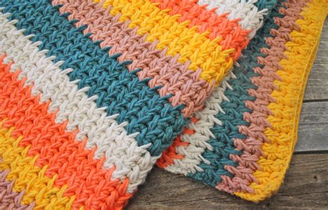 Colorful Chunky Stripe Crochet Blanket Pattern A More Crafty Life