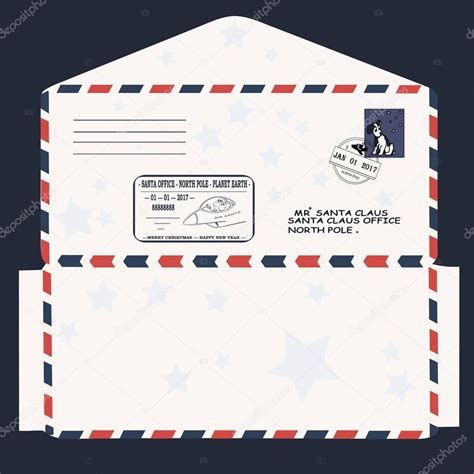 Dont panic , printable and downloadable free santa letter and envelope free printable we have created for you. Christmas, new year. letter to Santa Claus. template, envelope, stamp. vector — Stock Vector ...