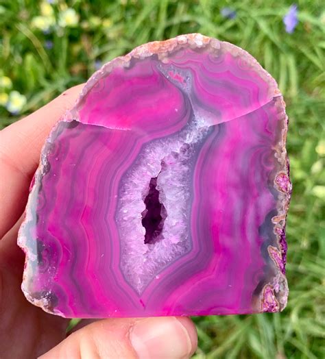 Pink Agate Geode Geode Pink Geode Crystal Brazilian Agate Etsy