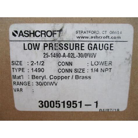 Ashcroft 25 1490 A 02l 300iwv Low Pressure Gauge Mara Industrial