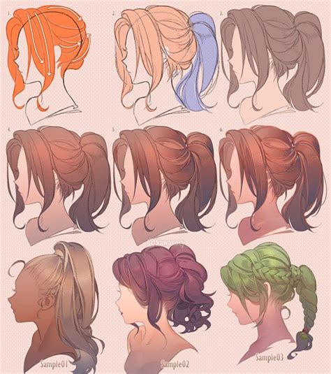 Drawing Hair♀ Art Reference Poses Hair Sketch Manga Hair