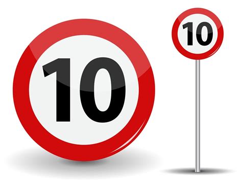 Round Red Road Sign Speed Limit 10 Kilometers Per Hour 2478543 Vector