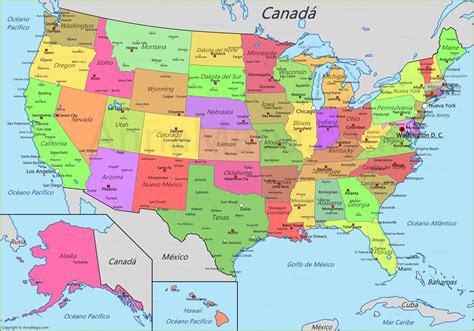 Mapa De Los Estados Unidos Guao