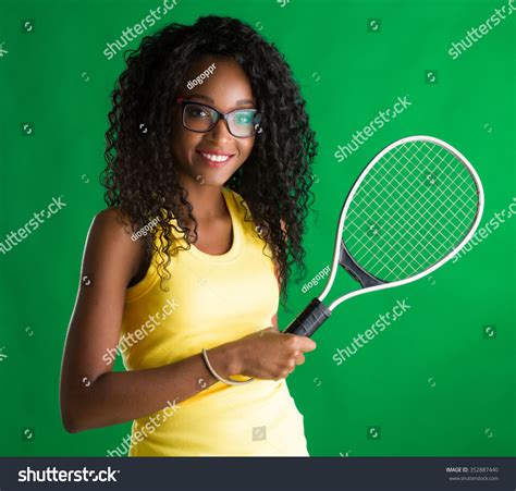 Young African American Female Tennis Player Stock Photo 352887440