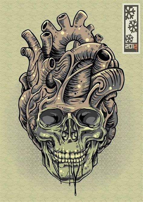 Skull Heart Tattoo Illustration Skull Artwork Skull Art Skull