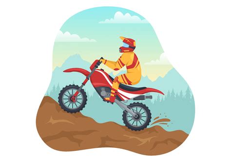 Motocross Illustration With A Rider Riding A Bike Through Mud Rocky
