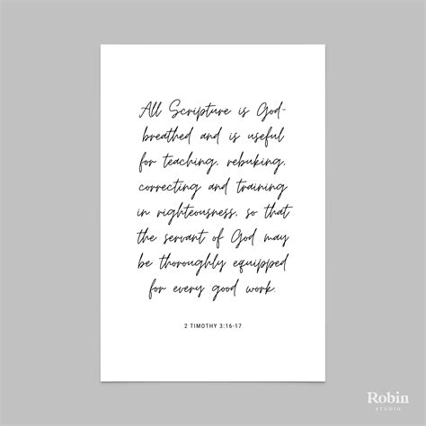 2 Timothy 316 17 All Scripture Is God Breathed Quote Print Etsy