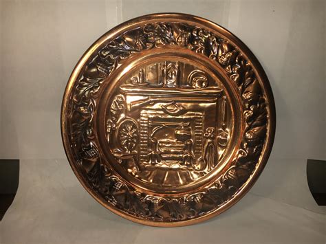 Vintage Copper Plate Country Fireplace Wall Decor Man Cave Art