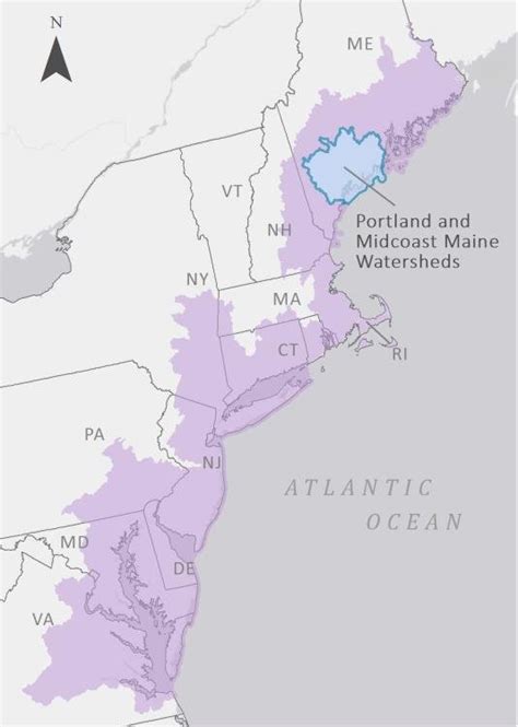 Location And Boundary Of The Portland And Midcoast Maine Watersheds