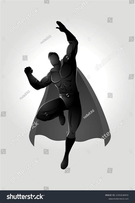 Silhouette Superhero Flying Pose Black White Stock Vector Royalty Free Shutterstock