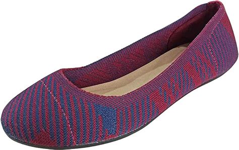 Women Knit Ballet Flat Shoes Round Toe Stretch Woven
