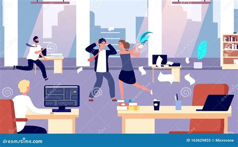 Office Brawl Chaos In Workplace Negative Employees In Office Stock