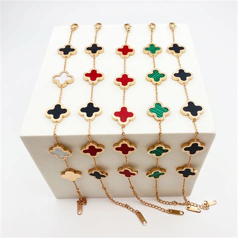 18k gold plated four leaf clover bracelet jewellery luxury stainless steel 4 leaf clover