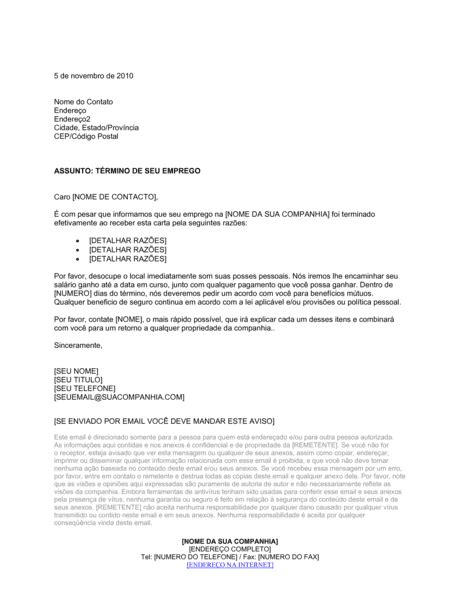 Carta De Dispensa Do Funcionário Documentos E Formulários