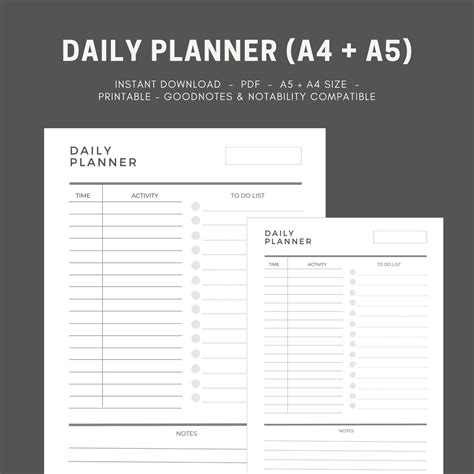 Daily Planner Printable Daily To Do List Daily Schedule Etsy