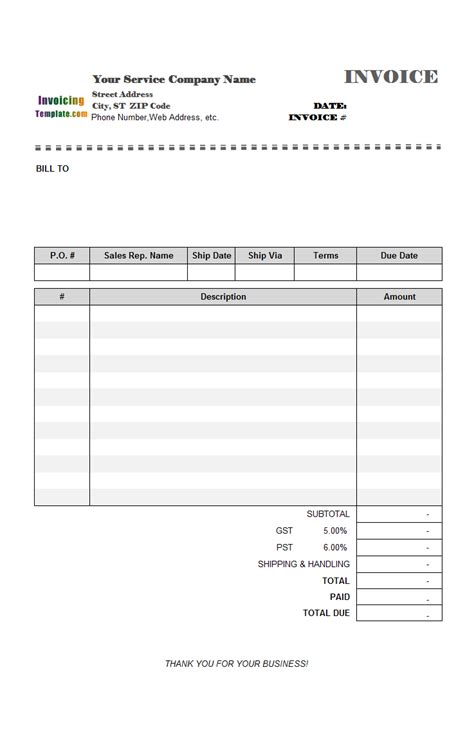 Download editable invoice templates in pdf, word, excel, google docs & google sheets format. Blank Service Invoicing Template