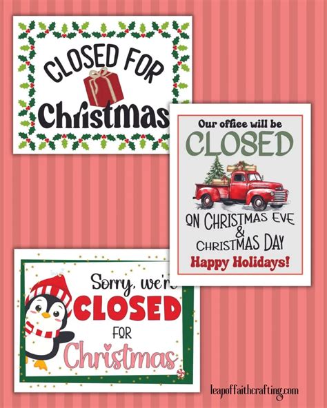 Free Closed For Christmas Printable Sign 3 Templates Leap Of Faith