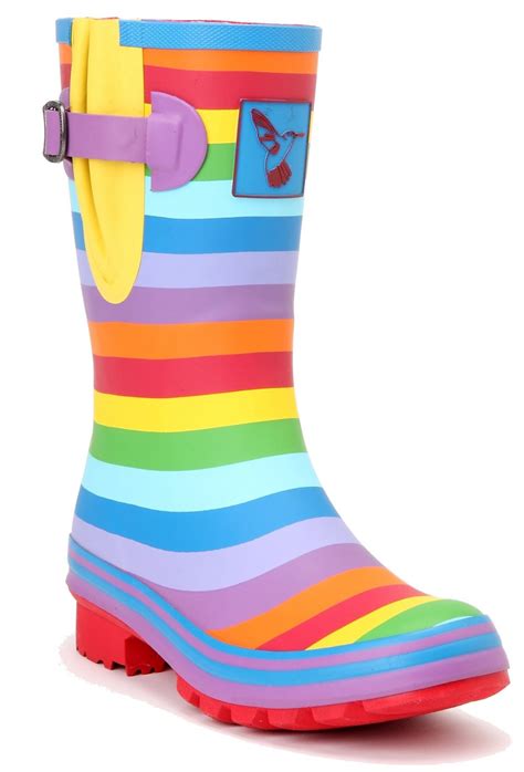 Evercreatures Womens Rainbow Short Wellington Boots Funky Wellies