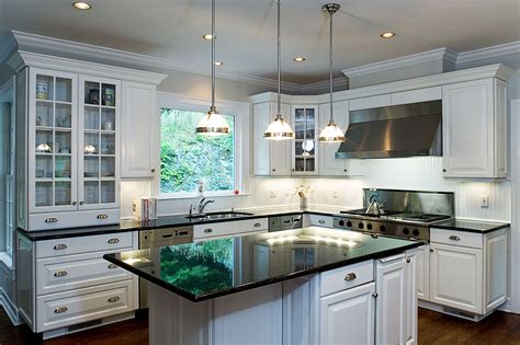 Raised Panel White Kitchen Cabinets With White Bead Board Backslash