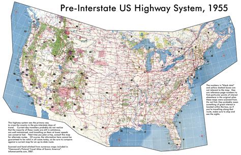 Detailed Map Of The Usa Highway System Of 1955 The Usa