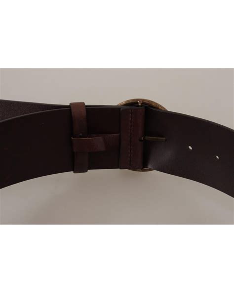 Authentic Dolce Gabbana Leather Belt With Engraved Logo Buckle Cm