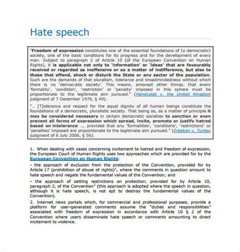 10 Hate Speech Example Templates Sample Templates