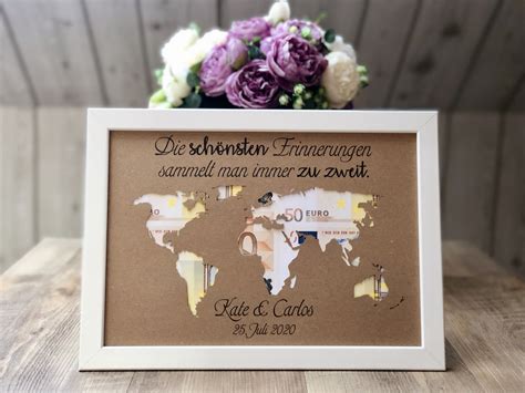 Geldgeschenke Geldgeschenk Zur Hochzeit Weltkarte Mit Rahmen Ein My