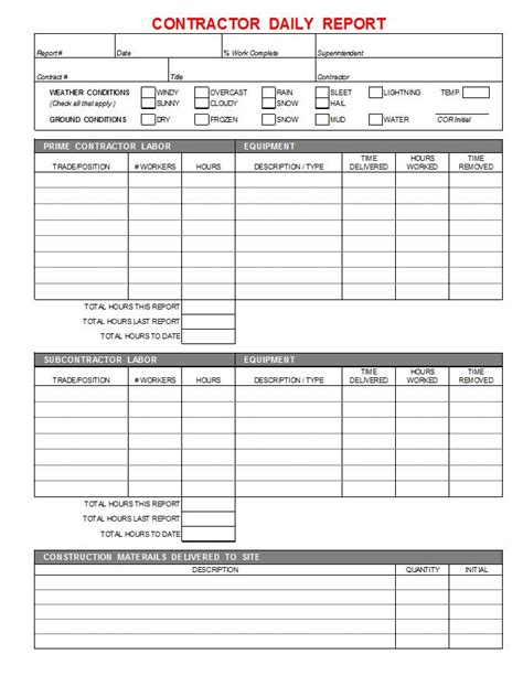 Free Construction Daily Report Template Excel ~ Excel Templates