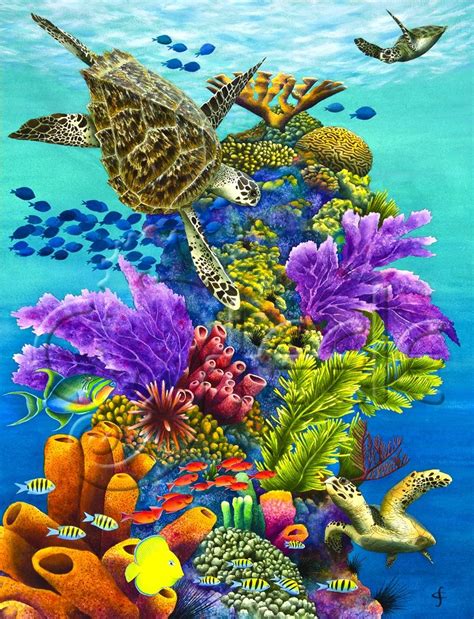 Easy acrylic painting lesson by angela anderson. Rich reef scene with lots of what you'd hope to see when ...