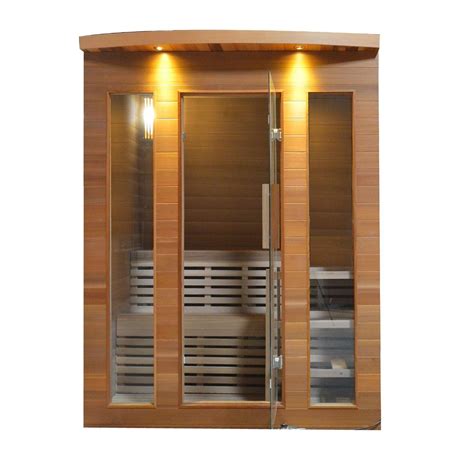 Aleko Clear Cedar Indoor Wet Dry Sauna With Exterior Lights 45 Kw
