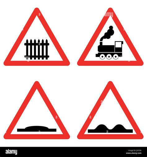 Warning Sign On Railway Track Stock Vector Images Alamy