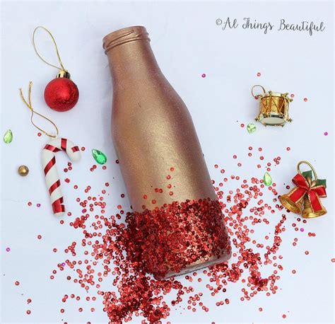 Sprinkle Glitter Over A Glass Bottle To Make This Creative Idea For