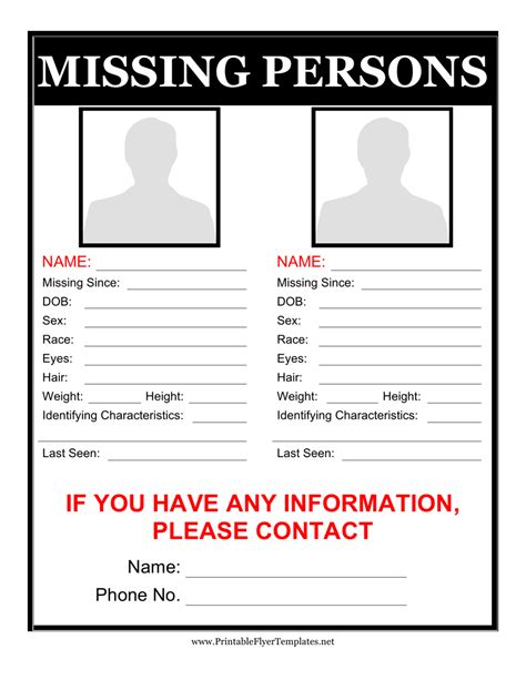 8 Missing Persons Flyer Template Template Guru