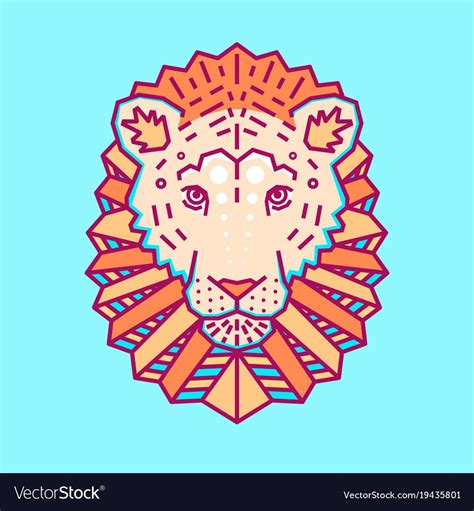 Geometric Head Of Lion Simple Forms Royalty Free Vector Web Design